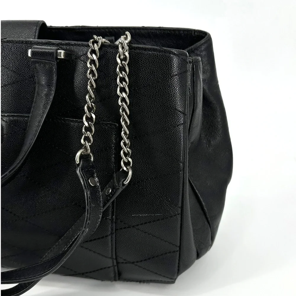 Rebecca Minkoff Je T'aime Work Tote Shoulder Bag Black‎ Diamond Stitched Leather